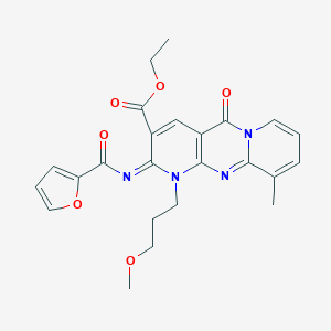 Ethyl 6-(furan-2-carbonylimino)-7-(3-methoxypropyl)-11-methyl-2-oxo-1,7,9-triazatricyclo[8.4.0.03,8]tetradeca-3(8),4,9,11,13-pentaene-5-carboxylate