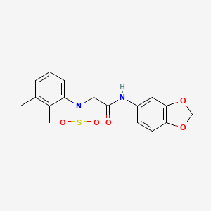 molecular formula C18H20N2O5S B3580617 N-(1,3-benzodioxol-5-yl)-2-(2,3-dimethyl-N-methylsulfonylanilino)acetamide 