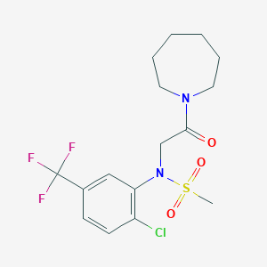 molecular formula C16H20ClF3N2O3S B3580626 N-[2-(1-azepanyl)-2-oxoethyl]-N-[2-chloro-5-(trifluoromethyl)phenyl]methanesulfonamide 