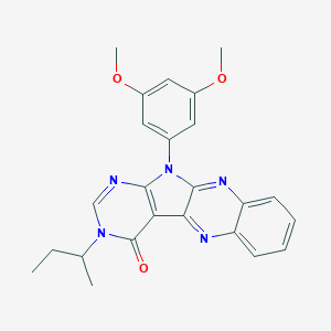 molecular formula C24H23N5O3 B358063 3-sec-butyl-11-(3,5-dimethoxyphenyl)-3,11-dihydro-4H-pyrimido[5',4':4,5]pyrrolo[2,3-b]quinoxalin-4-one CAS No. 844853-14-1
