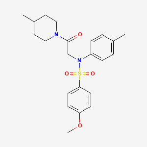 molecular formula C22H28N2O4S B3580632 4-methoxy-N-(4-methylphenyl)-N-[2-(4-methylpiperidin-1-yl)-2-oxoethyl]benzenesulfonamide 