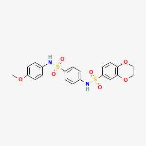 molecular formula C21H20N2O7S2 B3580642 N-{4-[(4-methoxyphenyl)sulfamoyl]phenyl}-2,3-dihydro-1,4-benzodioxine-6-sulfonamide 