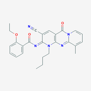 molecular formula C26H25N5O3 B358066 N-(7-Butyl-5-cyano-11-methyl-2-oxo-1,7,9-triazatricyclo[8.4.0.03,8]tetradeca-3(8),4,9,11,13-pentaen-6-ylidene)-2-ethoxybenzamide CAS No. 845635-67-8