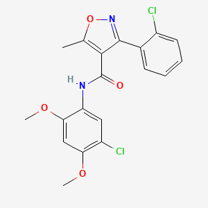 molecular formula C19H16Cl2N2O4 B3580677 N-(5-chloro-2,4-dimethoxyphenyl)-3-(2-chlorophenyl)-5-methyl-1,2-oxazole-4-carboxamide 