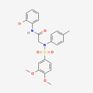 molecular formula C23H23BrN2O5S B3580719 N~1~-(2-bromophenyl)-N~2~-[(3,4-dimethoxyphenyl)sulfonyl]-N~2~-(4-methylphenyl)glycinamide 