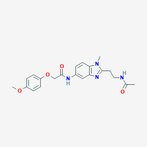 molecular formula C21H24N4O4 B358073 N-{2-[2-(acetylamino)ethyl]-1-methyl-1H-benzimidazol-5-yl}-2-(4-methoxyphenoxy)acetamide CAS No. 876710-72-4