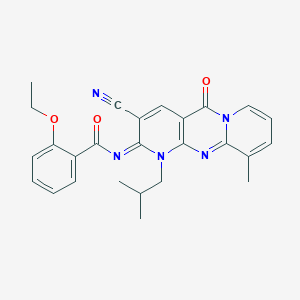 molecular formula C26H25N5O3 B358078 N-[5-Cyano-11-methyl-7-(2-methylpropyl)-2-oxo-1,7,9-triazatricyclo[8.4.0.03,8]tetradeca-3(8),4,9,11,13-pentaen-6-ylidene]-2-ethoxybenzamide CAS No. 845650-85-3