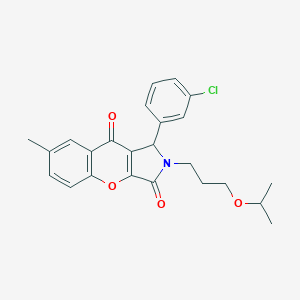 molecular formula C24H24ClNO4 B358079 1-(3-Chlorophenyl)-2-(3-isopropoxypropyl)-7-methyl-1,2-dihydrochromeno[2,3-c]pyrrole-3,9-dione CAS No. 845659-84-9