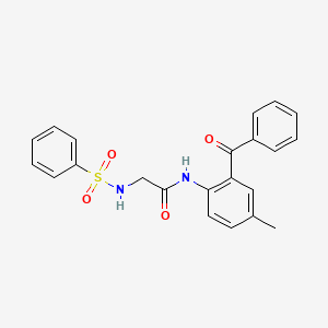 molecular formula C22H20N2O4S B3580793 N-(2-BENZOYL-4-METHYLPHENYL)-2-BENZENESULFONAMIDOACETAMIDE 