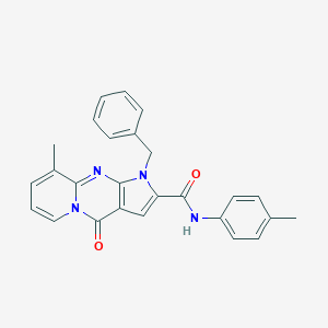 molecular formula C26H22N4O2 B358084 1-苄基-9-甲基-4-氧代-N-(对甲苯基)-1,4-二氢吡啶并[1,2-a]吡咯并[2,3-d]嘧啶-2-甲酰胺 CAS No. 896816-95-8