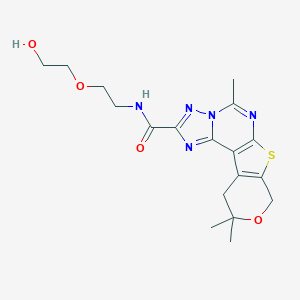 molecular formula C18H23N5O4S B358085 N-[2-(2-hydroxyethoxy)ethyl]-5,10,10-trimethyl-10,11-dihydro-8H-pyrano[4',3':4,5]thieno[3,2-e][1,2,4]triazolo[1,5-c]pyrimidine-2-carboxamide CAS No. 896821-43-5