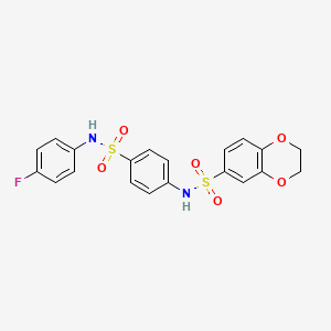 molecular formula C20H17FN2O6S2 B3580918 N-{4-[(4-fluorophenyl)sulfamoyl]phenyl}-2,3-dihydro-1,4-benzodioxine-6-sulfonamide 