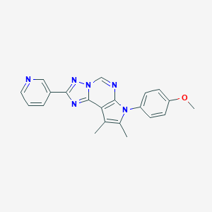 molecular formula C21H18N6O B358094 4-[8,9-dimethyl-2-(3-pyridinyl)-7H-pyrrolo[3,2-e][1,2,4]triazolo[1,5-c]pyrimidin-7-yl]phenyl methyl ether CAS No. 903851-95-6