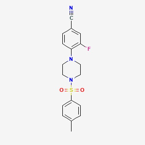 molecular formula C18H18FN3O2S B3581054 3-Fluoro-4-[4-(4-methylphenyl)sulfonylpiperazin-1-yl]benzonitrile 