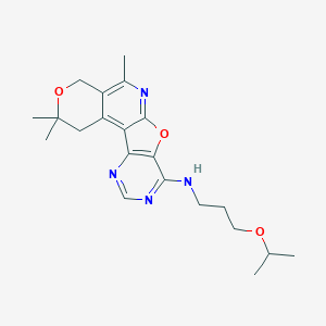 molecular formula C21H28N4O3 B358112 4,4,8-Trimethyl-N-(3-propan-2-yloxypropyl)-5,11-dioxa-9,14,16-triazatetracyclo[8.7.0.02,7.012,17]heptadeca-1,7,9,12(17),13,15-hexaen-13-amine CAS No. 896826-03-2