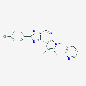 molecular formula C21H17ClN6 B358115 2-(4-chlorophenyl)-8,9-dimethyl-7-(3-pyridinylmethyl)-7H-pyrrolo[3,2-e][1,2,4]triazolo[1,5-c]pyrimidine CAS No. 905431-94-9