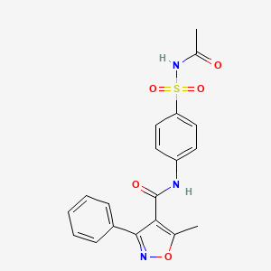 molecular formula C19H17N3O5S B3581186 N-[4-(ACETAMIDOSULFONYL)PHENYL]-5-METHYL-3-PHENYL-1,2-OXAZOLE-4-CARBOXAMIDE 