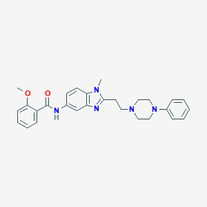 molecular formula C28H31N5O2 B358121 2-methoxy-N-[1-methyl-2-[2-(4-phenylpiperazin-1-yl)ethyl]benzimidazol-5-yl]benzamide CAS No. 896833-92-4