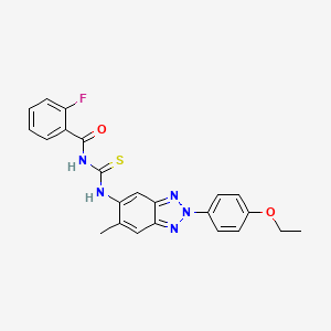 molecular formula C23H20FN5O2S B3581213 N-[[2-(4-ethoxyphenyl)-6-methylbenzotriazol-5-yl]carbamothioyl]-2-fluorobenzamide 