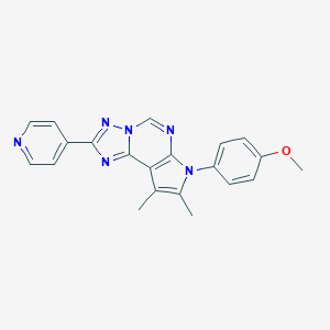 molecular formula C21H18N6O B358122 4-[8,9-dimethyl-2-(4-pyridinyl)-7H-pyrrolo[3,2-e][1,2,4]triazolo[1,5-c]pyrimidin-7-yl]phenyl methyl ether CAS No. 904007-99-4