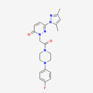 molecular formula C21H23FN6O2 B3581221 6-(3,5-dimethyl-1H-pyrazol-1-yl)-2-(2-(4-(4-fluorophenyl)piperazin-1-yl)-2-oxoethyl)pyridazin-3(2H)-one 