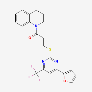 1-(3-{[4-(2-furyl)-6-(trifluoromethyl)-2-pyrimidinyl]thio}propanoyl)-1,2,3,4-tetrahydroquinoline