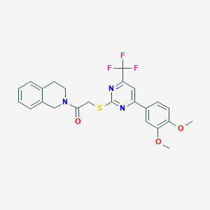 molecular formula C24H22F3N3O3S B3581299 1-(3,4-dihydro-1H-isoquinolin-2-yl)-2-[4-(3,4-dimethoxyphenyl)-6-(trifluoromethyl)pyrimidin-2-yl]sulfanylethanone 