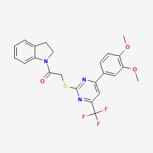 1-(2,3-DIHYDRO-1H-INDOL-1-YL)-2-{[4-(3,4-DIMETHOXYPHENYL)-6-(TRIFLUOROMETHYL)PYRIMIDIN-2-YL]SULFANYL}ETHAN-1-ONE