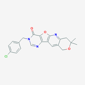 molecular formula C21H18ClN3O3 B358133 3-(4-chlorobenzyl)-8,8-dimethyl-7,10-dihydro-8H-pyrano[3'',4'':5',6']pyrido[3',2':4,5]furo[3,2-d]pyrimidin-4(3H)-one CAS No. 896847-65-7