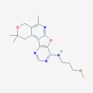 N-(3-Methoxypropyl)-4,4,8-trimethyl-5,11-dioxa-9,14,16-triazatetracyclo[8.7.0.02,7.012,17]heptadeca-1,7,9,12(17),13,15-hexaen-13-amine
