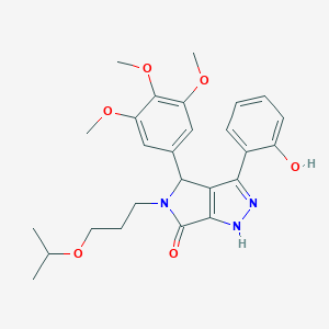 molecular formula C26H31N3O6 B358136 3-(2-hydroxyphenyl)-5-(3-isopropoxypropyl)-4-(3,4,5-trimethoxyphenyl)-4,5-dihydropyrrolo[3,4-c]pyrazol-6(1H)-one CAS No. 879929-54-1