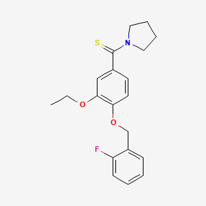 1-{3-ETHOXY-4-[(2-FLUOROPHENYL)METHOXY]BENZENECARBOTHIOYL}PYRROLIDINE