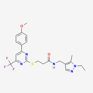 N-[(1-ethyl-5-methyl-1H-pyrazol-4-yl)methyl]-3-{[4-(4-methoxyphenyl)-6-(trifluoromethyl)pyrimidin-2-yl]sulfanyl}propanamide