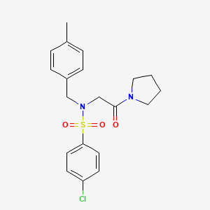 4-chloro-N-[(4-methylphenyl)methyl]-N-(2-oxo-2-pyrrolidin-1-ylethyl)benzenesulfonamide