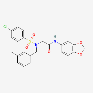 N-(1,3-benzodioxol-5-yl)-2-[(4-chlorophenyl)sulfonyl-[(3-methylphenyl)methyl]amino]acetamide