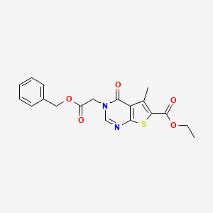 molecular formula C19H18N2O5S B3581466 Ethyl 5-methyl-4-oxo-3-(2-oxo-2-phenylmethoxyethyl)thieno[2,3-d]pyrimidine-6-carboxylate 