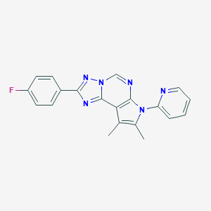 molecular formula C20H15FN6 B358147 2-(4-fluorophenyl)-8,9-dimethyl-7-(2-pyridinyl)-7H-pyrrolo[3,2-e][1,2,4]triazolo[1,5-c]pyrimidine CAS No. 903199-35-9