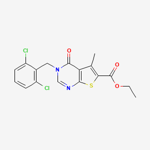 molecular formula C17H14Cl2N2O3S B3581474 ethyl 3-(2,6-dichlorobenzyl)-5-methyl-4-oxo-3,4-dihydrothieno[2,3-d]pyrimidine-6-carboxylate 