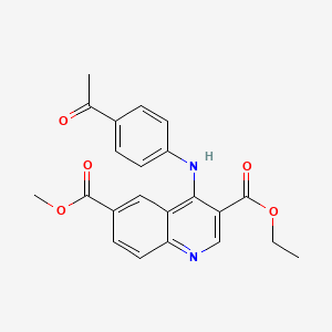 molecular formula C22H20N2O5 B3581522 3-Ethyl 6-methyl 4-[(4-acetylphenyl)amino]quinoline-3,6-dicarboxylate 