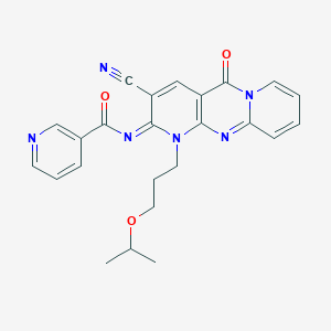 N-[5-Cyano-2-oxo-7-(3-propan-2-yloxypropyl)-1,7,9-triazatricyclo[8.4.0.03,8]tetradeca-3(8),4,9,11,13-pentaen-6-ylidene]pyridine-3-carboxamide