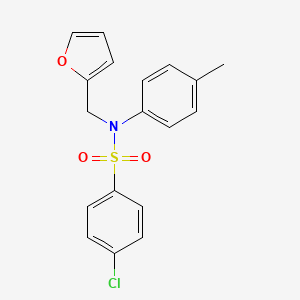 molecular formula C18H16ClNO3S B3581558 4-chloro-N-(furan-2-ylmethyl)-N-(4-methylphenyl)benzenesulfonamide 