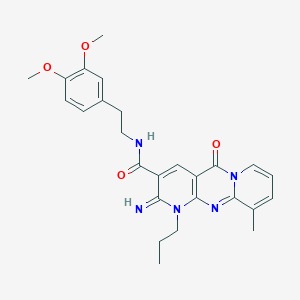 N-[2-(3,4-Dimethoxyphenyl)ethyl]-6-imino-11-methyl-2-oxo-7-propyl-1,7,9-triazatricyclo[8.4.0.03,8]tetradeca-3(8),4,9,11,13-pentaene-5-carboxamide