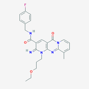 molecular formula C25H26FN5O3 B358157 1-(3-ethoxypropyl)-N-(4-fluorobenzyl)-2-imino-10-methyl-5-oxo-1,5-dihydro-2H-dipyrido[1,2-a:2,3-d]pyrimidine-3-carboxamide CAS No. 847378-08-9