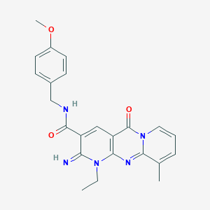molecular formula C23H23N5O3 B358158 1-ethyl-2-imino-N-(4-methoxybenzyl)-10-methyl-5-oxo-1,5-dihydro-2H-dipyrido[1,2-a:2,3-d]pyrimidine-3-carboxamide CAS No. 847365-44-0