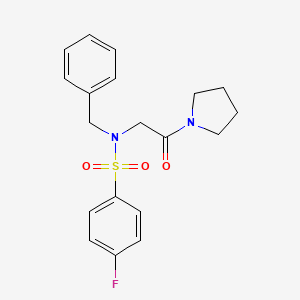 molecular formula C19H21FN2O3S B3581583 N-benzyl-4-fluoro-N-(2-oxo-2-pyrrolidin-1-ylethyl)benzenesulfonamide 