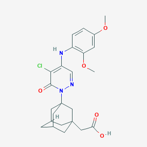 2-[3-[5-Chloro-4-(2,4-dimethoxyanilino)-6-oxopyridazin-1-yl]-1-adamantyl]acetic acid