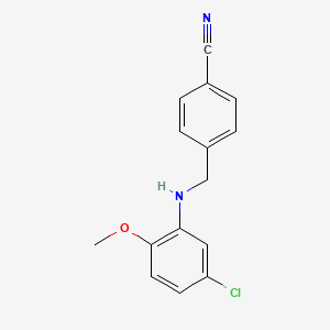 molecular formula C15H13ClN2O B3581646 4-[(5-Chloro-2-methoxyanilino)methyl]benzonitrile 