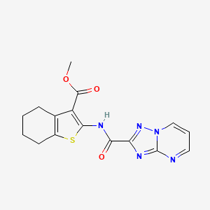 molecular formula C16H15N5O3S B3581678 METHYL 2-{[1,2,4]TRIAZOLO[1,5-A]PYRIMIDINE-2-AMIDO}-4,5,6,7-TETRAHYDRO-1-BENZOTHIOPHENE-3-CARBOXYLATE 