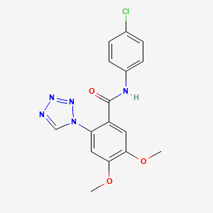 molecular formula C16H14ClN5O3 B3581695 N-(4-chlorophenyl)-4,5-dimethoxy-2-(1H-tetrazol-1-yl)benzamide 