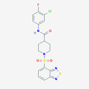 molecular formula C18H16ClFN4O3S2 B358172 1-(2,1,3-benzothiadiazol-4-ylsulfonyl)-N-(3-chloro-4-fluorophenyl)-4-piperidinecarboxamide CAS No. 903202-24-4